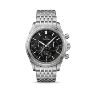 Silver Black Chronograph Watch by Omega De Ville