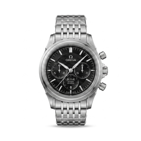 Silver Black Chronograph Watch by Omega De Ville