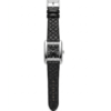 Black Leather Zircon Square Watch