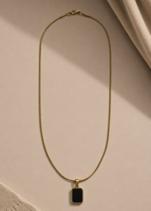 Black Rectangle Pendant Necklace